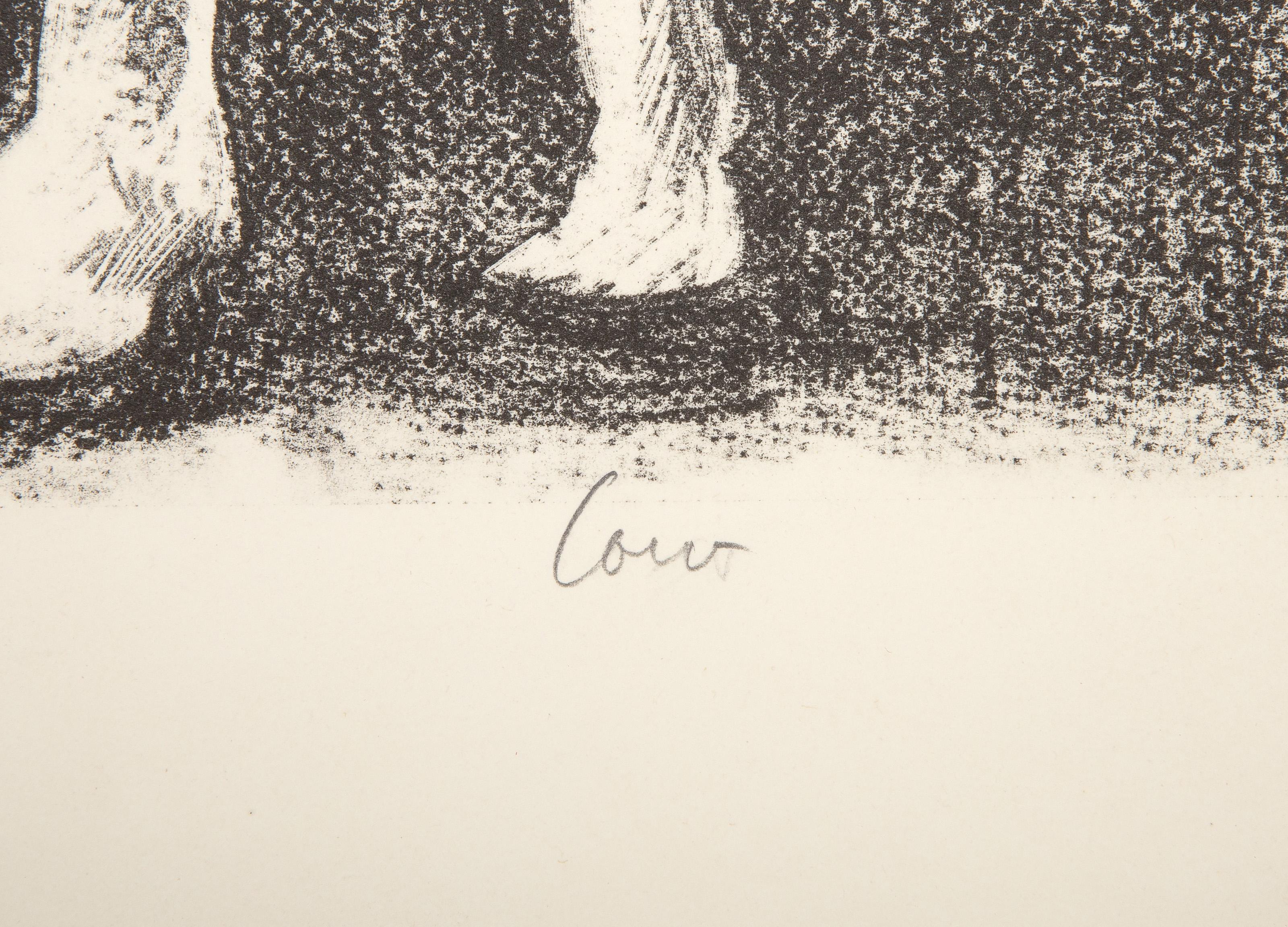 Mucca, litografia surrealista di Peters Paone - Animal Print Beige di Peter Paone