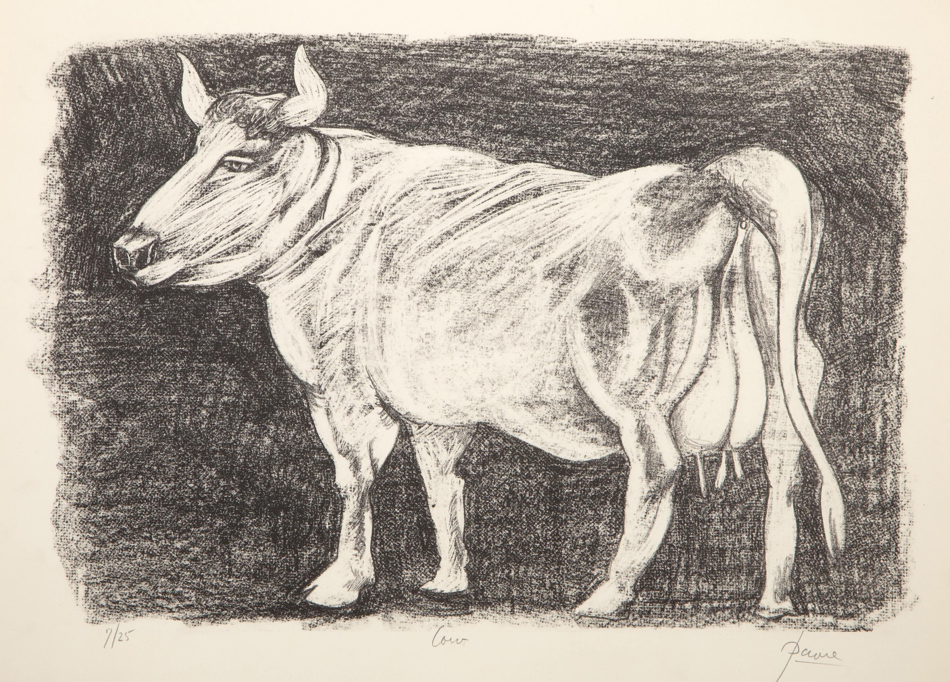 Animal Print di Peter Paone - Mucca, litografia surrealista di Peters Paone