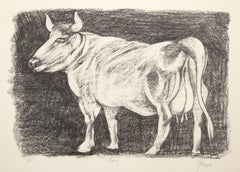 Mucca, litografia surrealista di Peters Paone