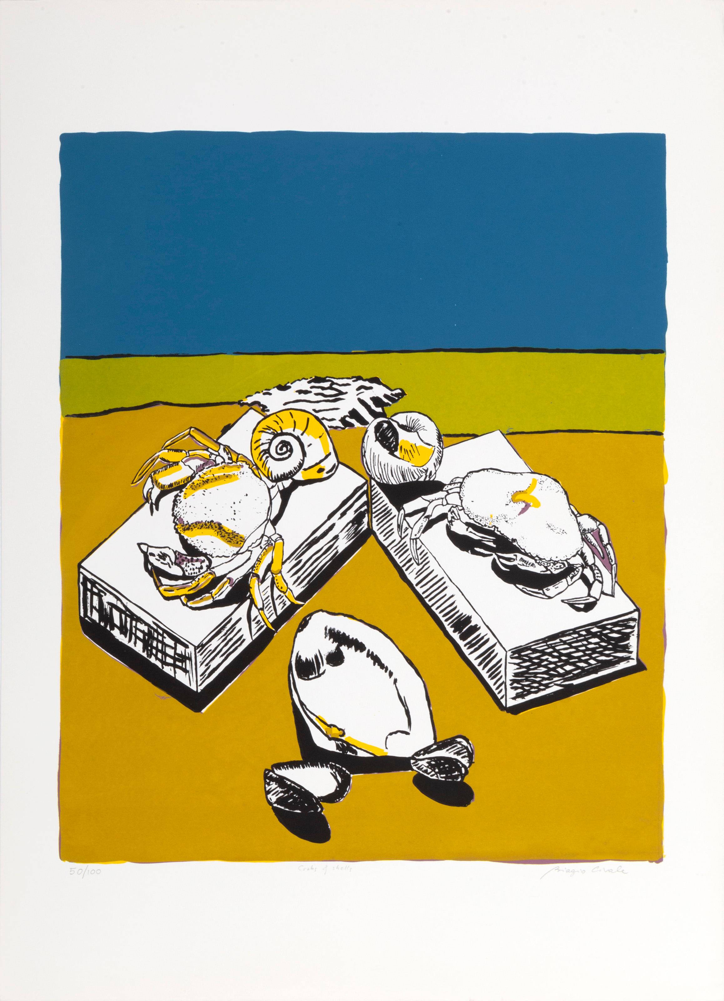Unknown Still-Life Print - Crab & Shells, Modern Screenprint by Biagio Civale
