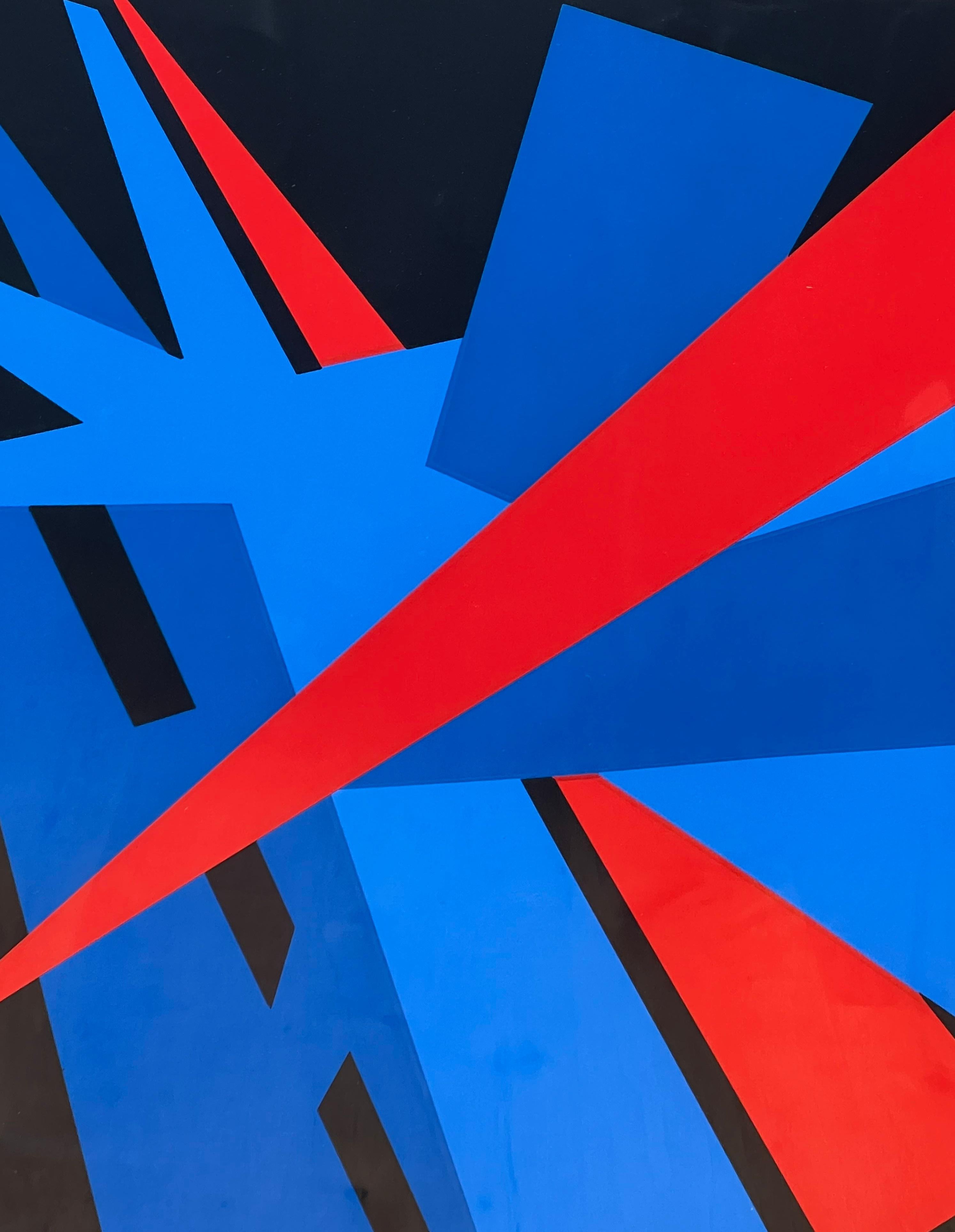 Lithographie constructiviste bleue et rouge « Craw » - Print de Unknown