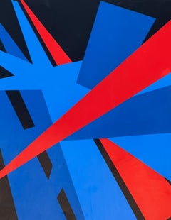 Lithographie constructiviste bleue et rouge « Craw »
