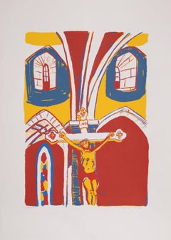 Crucifixion at Vic Su Cere, Modern Screenprint by Biagio Civale