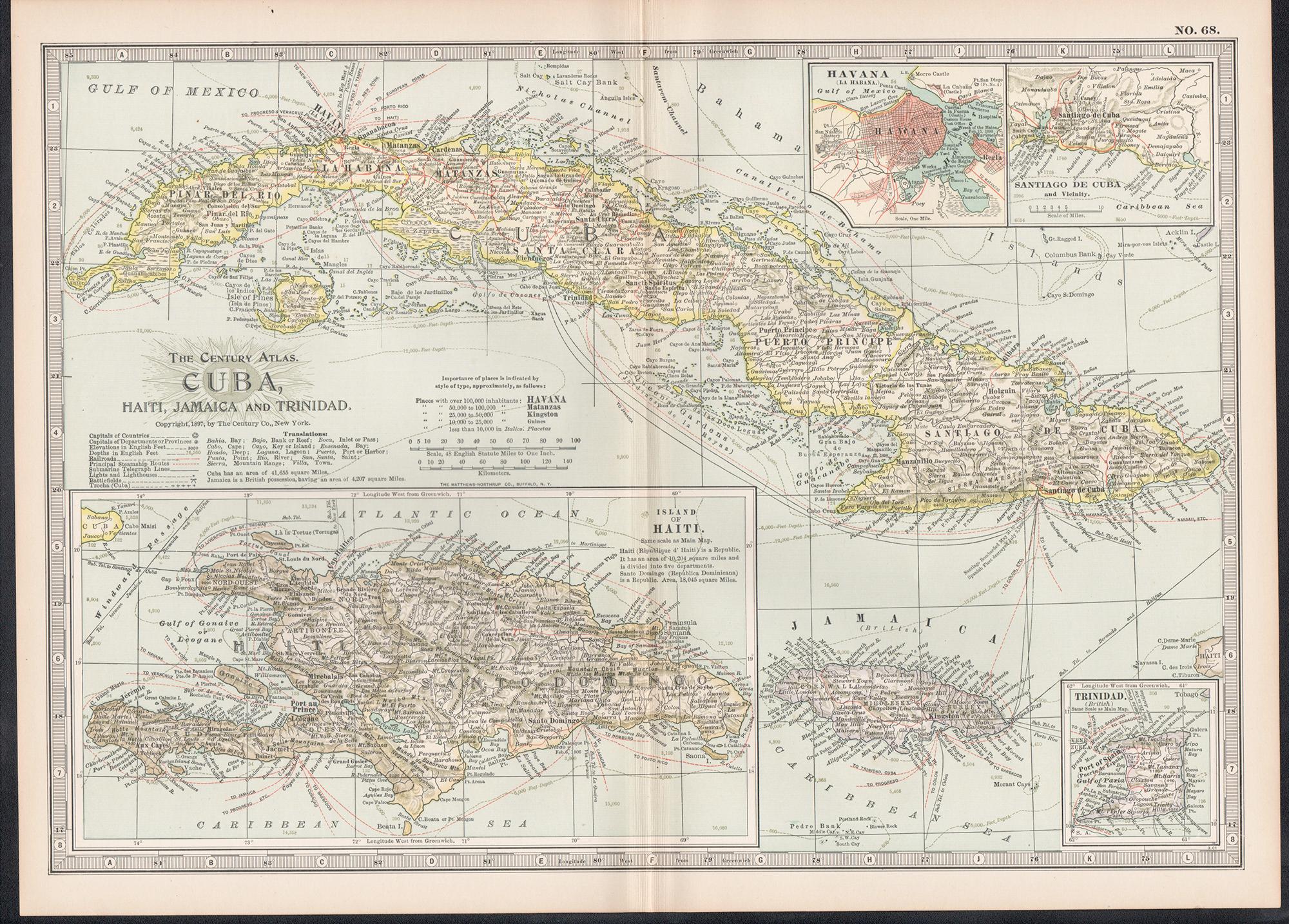 Cuba, Haiti, Jamaica and Trinidad. Century Atlas antique vintage map - Print by Unknown