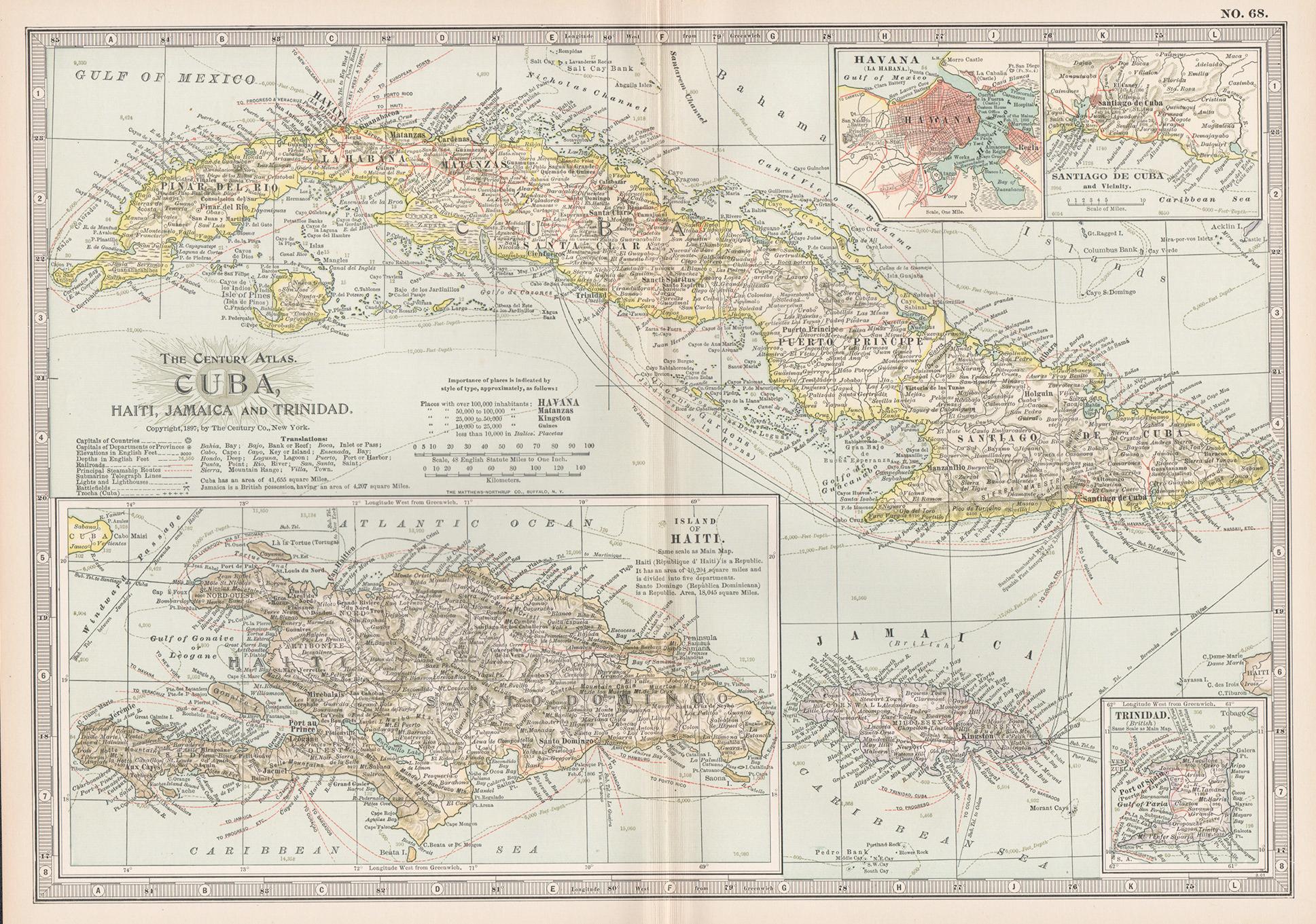 Unknown - Cuba, Haiti, Jamaica and Trinidad. Century Atlas antique 