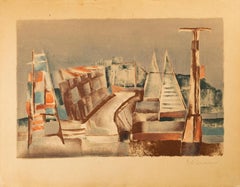Cubist Boats - Original Lithograph - 1970s
