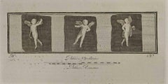 Cupidon dans trois cadres - gravure par - 18ème siècle