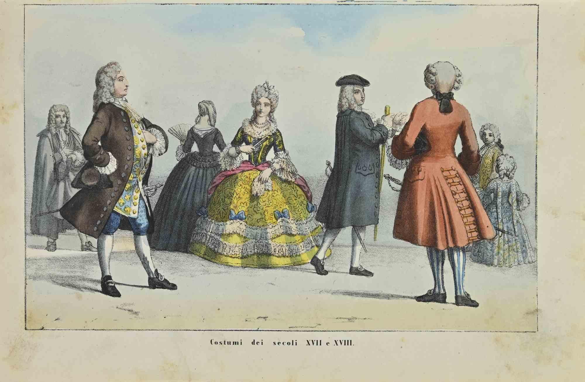 Customs of 17th and 18th Centuries - Lithograph - 1862