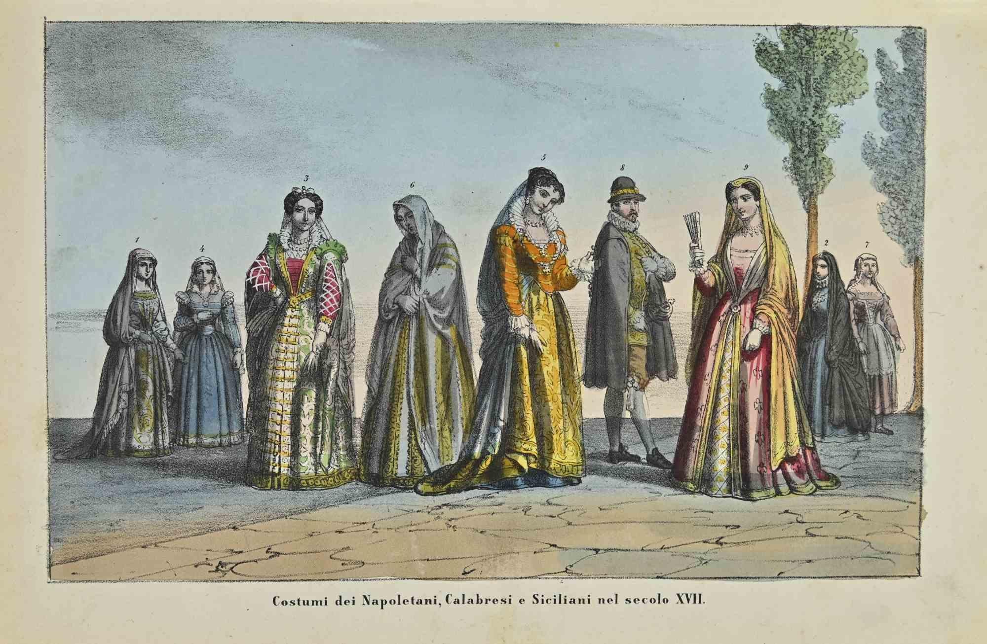 Customs of Kingdom of Bourbon in 17th Century - Lithograph - 1862