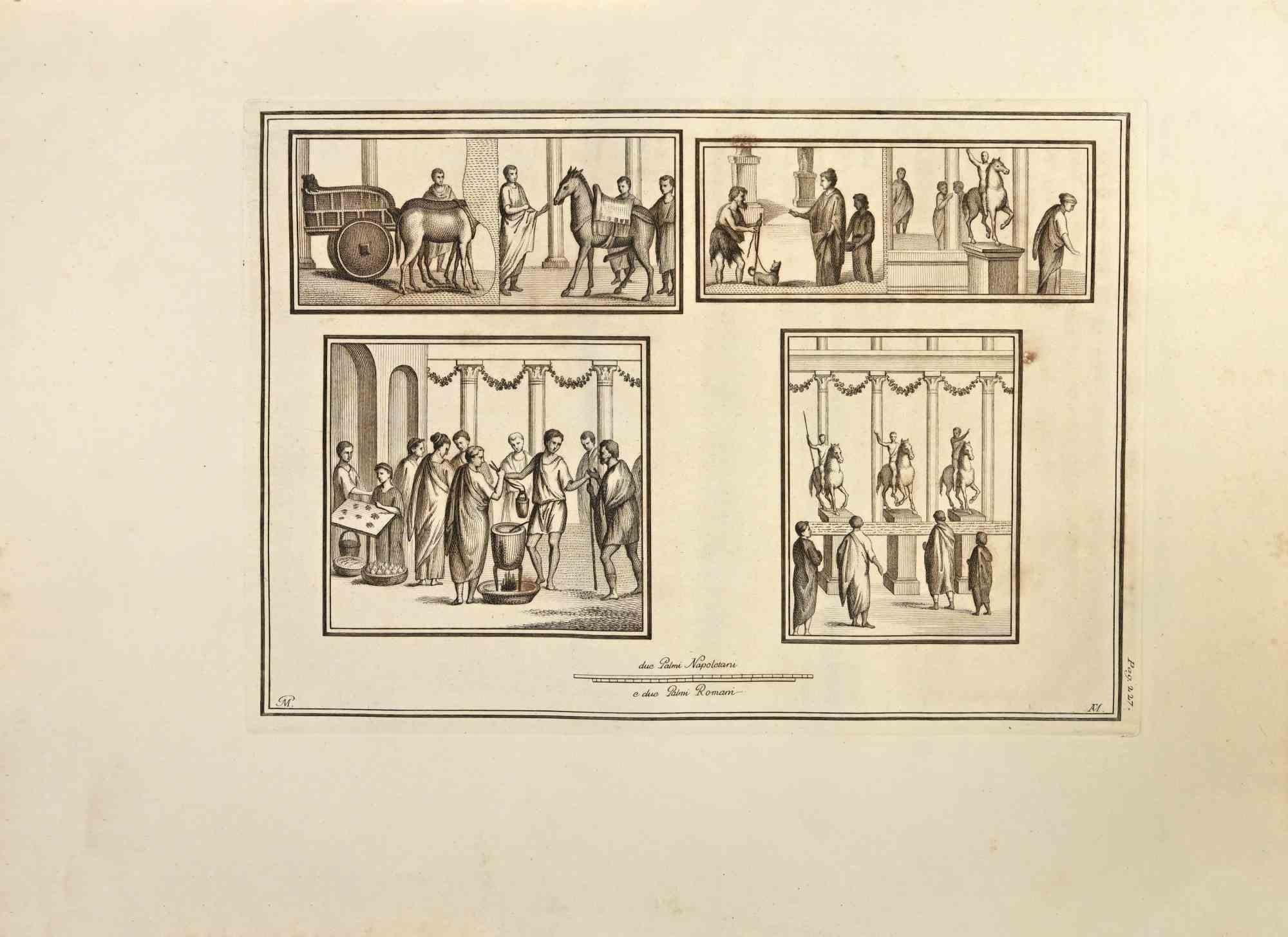 Figurative Print Unknown - La vie quotidienne de l'Empire romain - Gravure - 18e siècle
