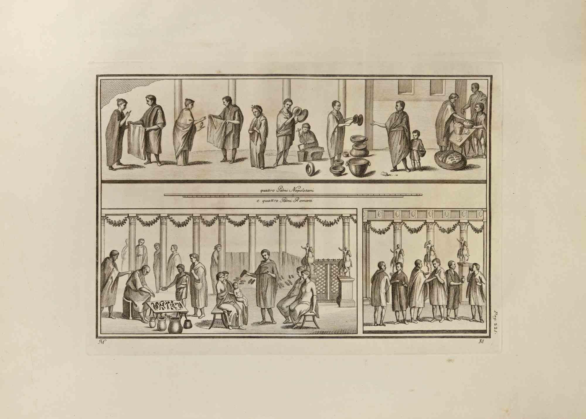 Unknown Figurative Print – Das tägliche Leben im römischen Empire – Radierung – 18. Jahrhundert