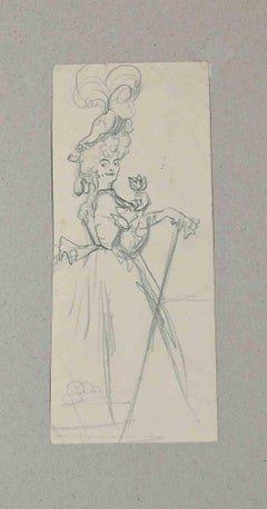 Danse - dessin original sur papier - fin du XIXe siècle