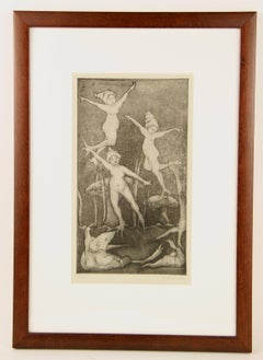 Dancing Putti Abstract  Figurative Engraving