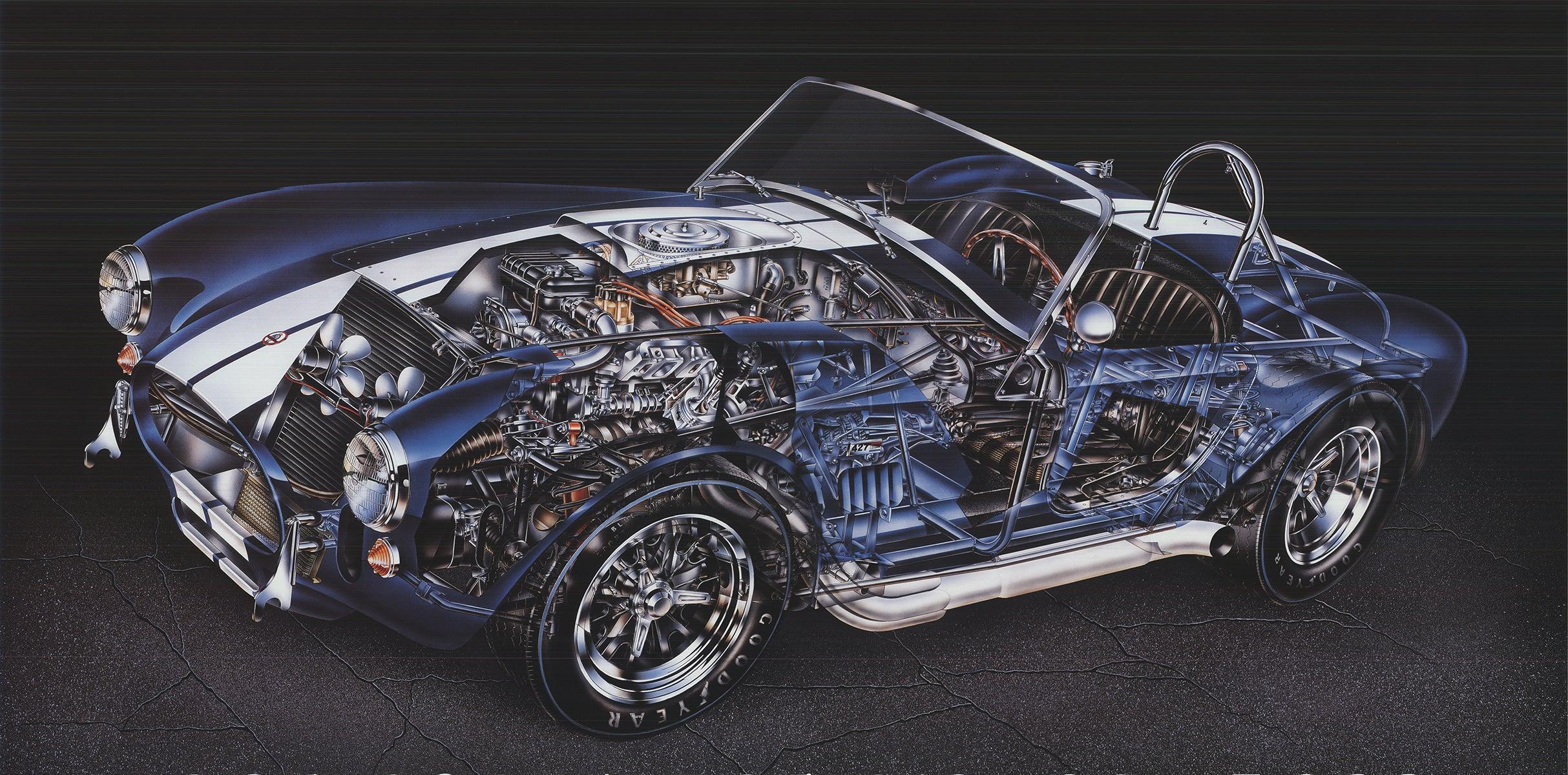 Paper Size: 24 x 36 inches ( 60.96 x 91.44 cm )
 Image Size: 24 x 36 inches ( 60.96 x 91.44 cm )
 Framed: No
 Condition: A-: Near Mint, very light signs of handling
 
 Additional Details: Poster advertisement for the 1965 Shelby Cobra featuring an
