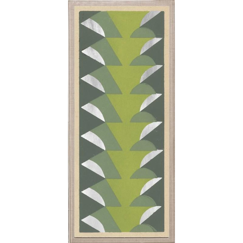Unknown Abstract Print - Deco Palms no. 1, silver leaf, framed