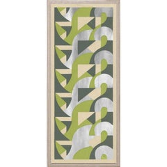 Deco Palms no. 5, silver leaf, framed