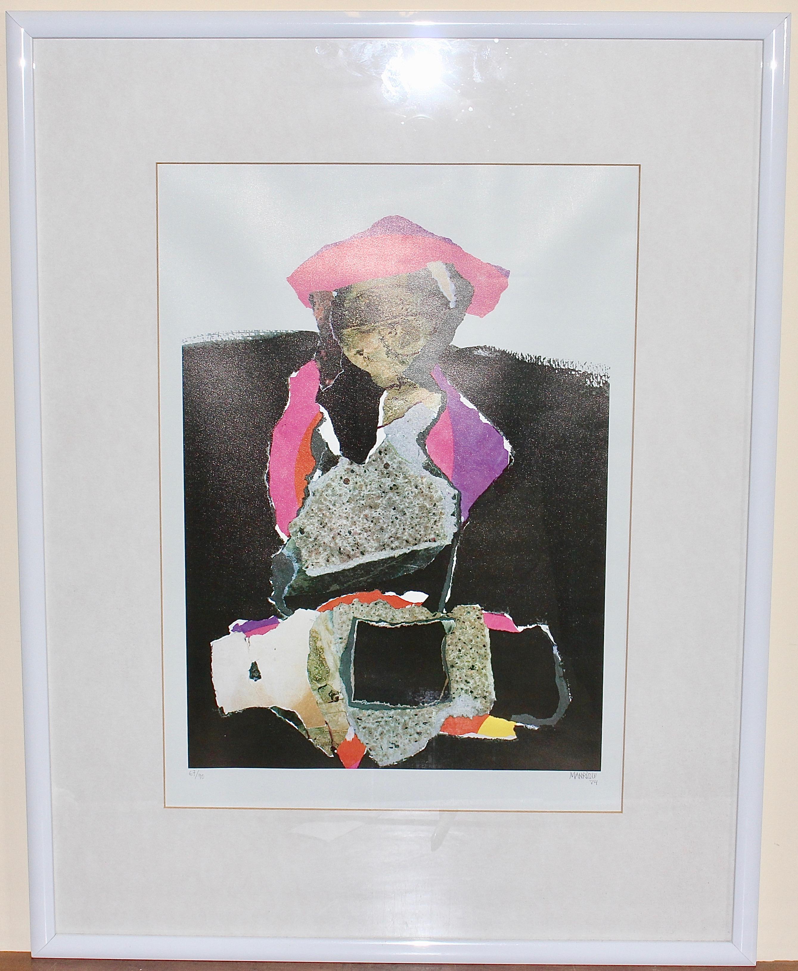 Decorative, abstract lithograph, signed and numbered, 67/90, MANRIQUE. - Print by Unknown