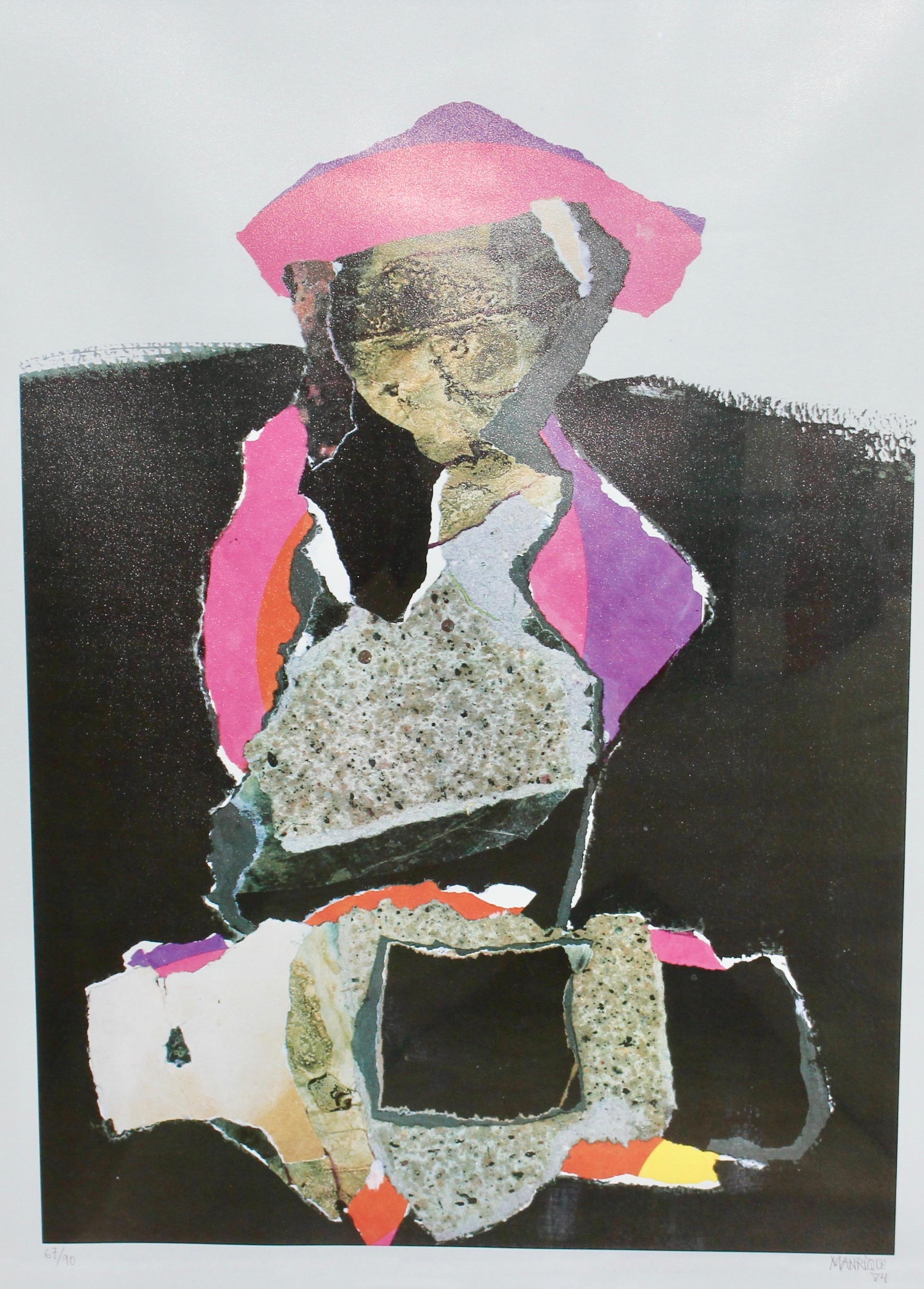 Decorative, abstract lithograph, signed and numbered, 67/90, MANRIQUE.