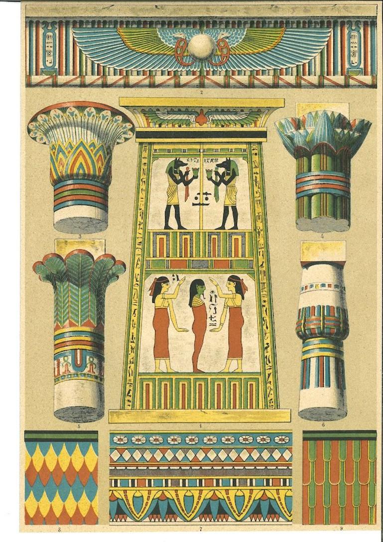 Decorative Motifs of Egyptian Renaissance - Chromolithograph -Early 20th Century