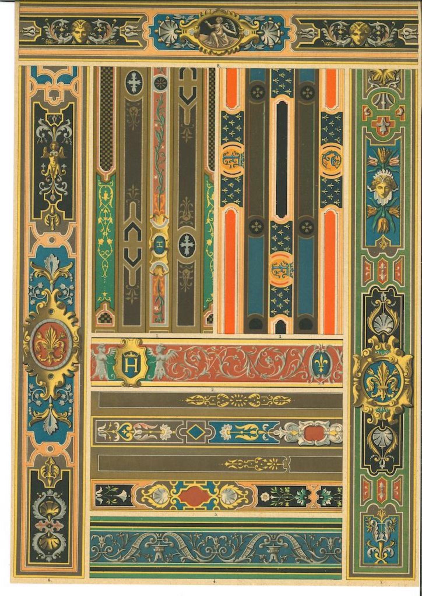 Unknown Abstract Print - Decorative Motifs of the French Renaissance -Chromolithograph-Early 20th Century