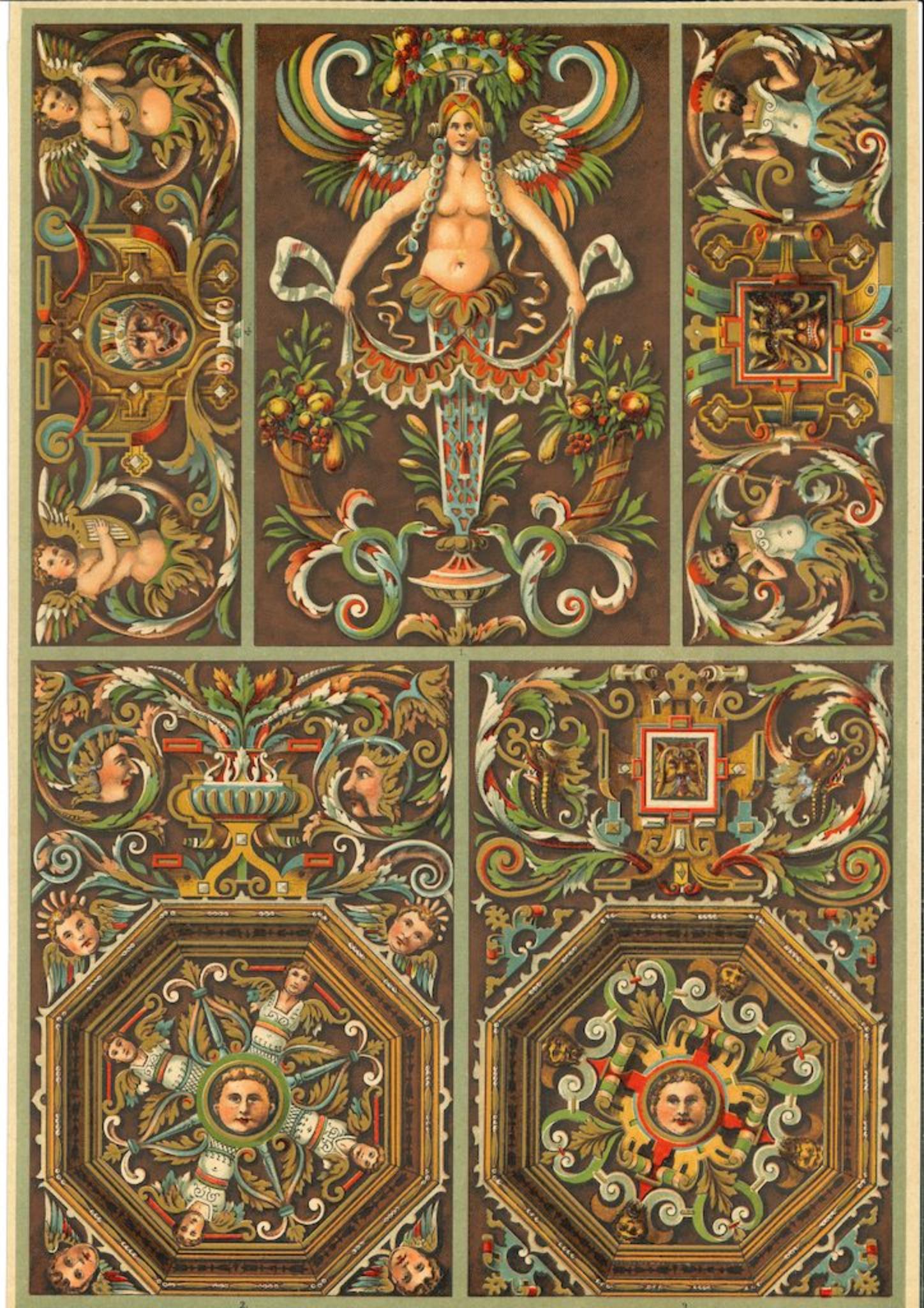 Decorative Motifs of the German Renaissance -Chromolithograph-Early 20th Century