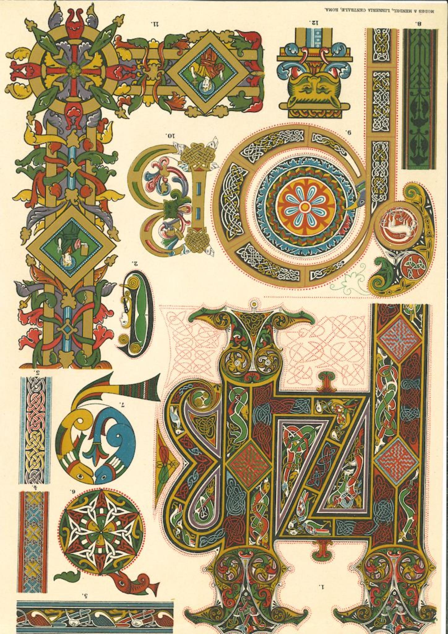 Motivos decorativos  - Cromolitografía vintage - Principios del siglo XX