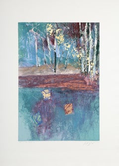 Deep In The Woods II, Monoprint and mixed media by Manuel Rodriguez Jr.