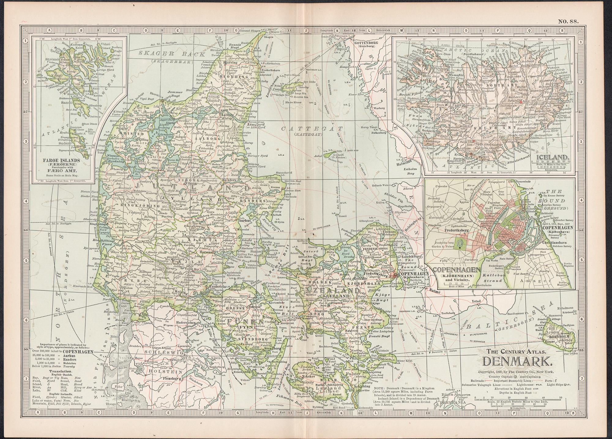 Denmark. Century Atlas antique vintage map - Print by Unknown