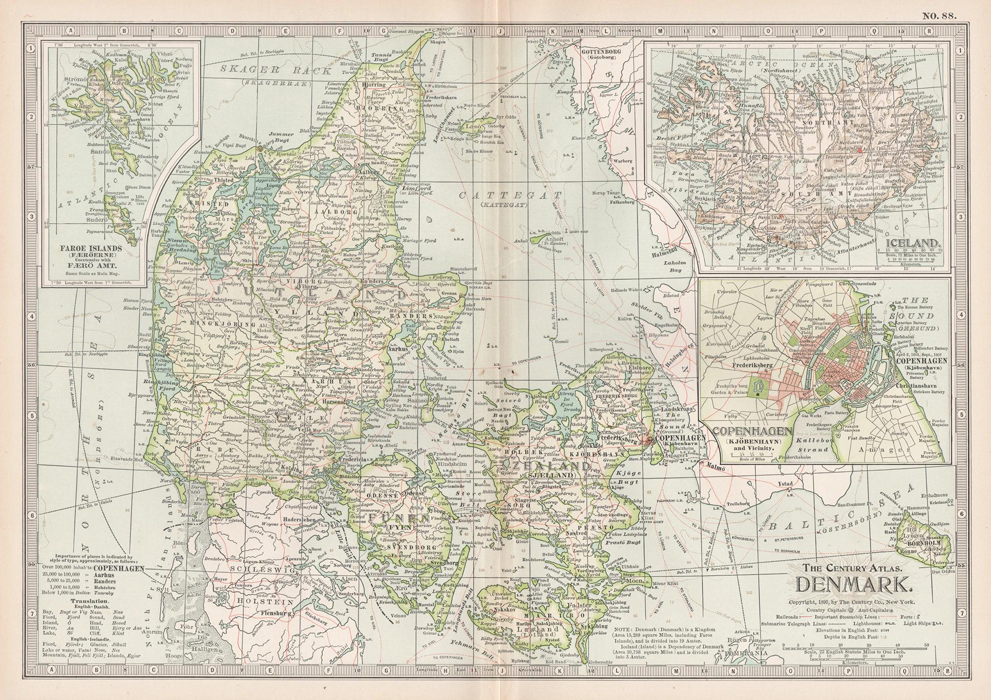 Unknown Print - Denmark. Century Atlas antique vintage map