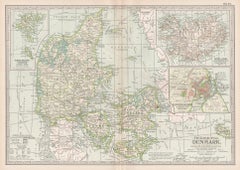 Denmark. Century Atlas antique vintage map