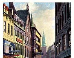 Denmark (Copenhagen, Indre By) Street Scene with Church Tower, Early 20th Centur