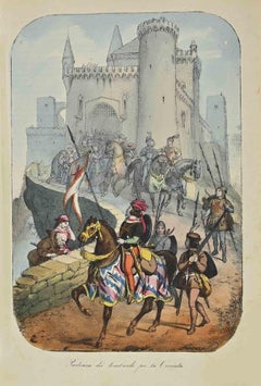 Le départ des lombards pour la Crusade - Lithographie - 1862