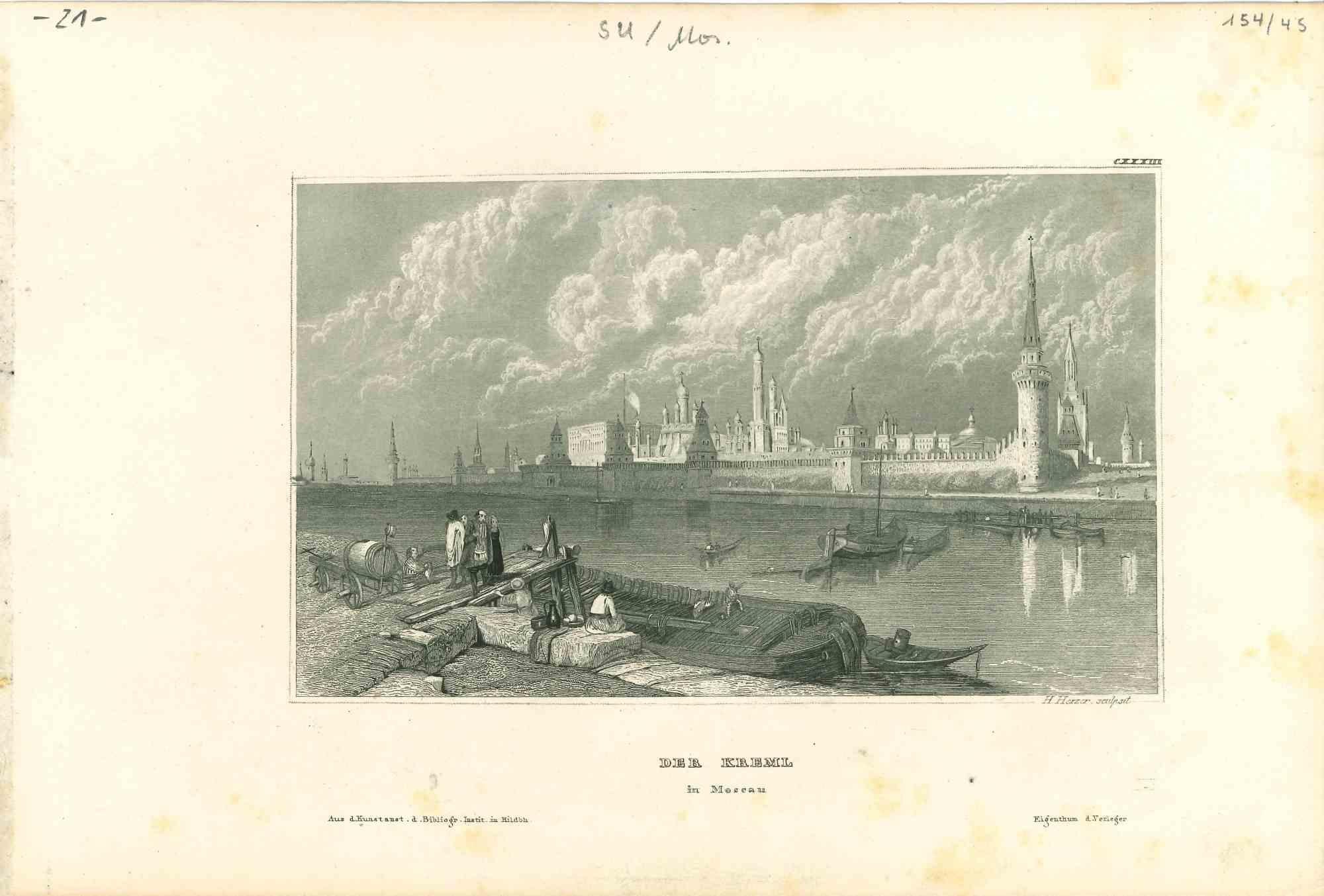 Unknown Landscape Print - Der Kreml - Original Lithograph on paper - 1850s