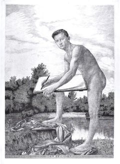 Der Zeichner - Gravure à l'eau-forte d'un cercle de Max Klinger par un artiste Unknown