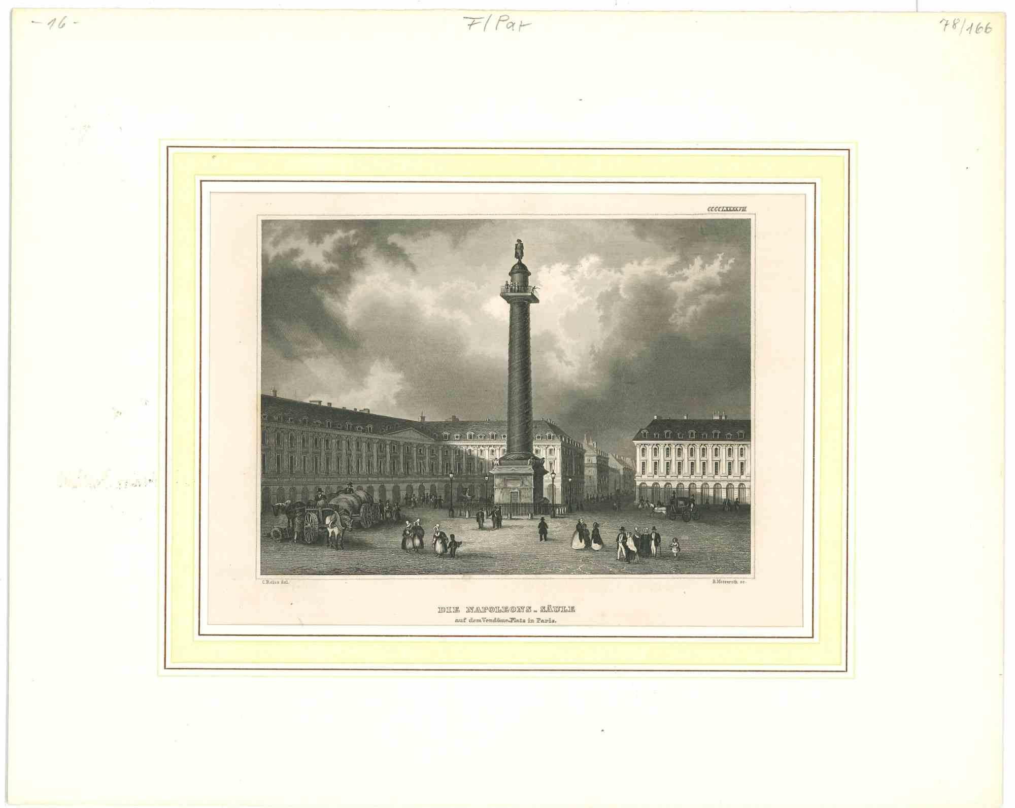 Unknown Landscape Print - Die Napoleons-Säule - Original Lithograph - Mid-19th Century