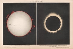 Die Sonne (Le Soleil). Chromolithographie ancienne d'astronomie, vers 1895