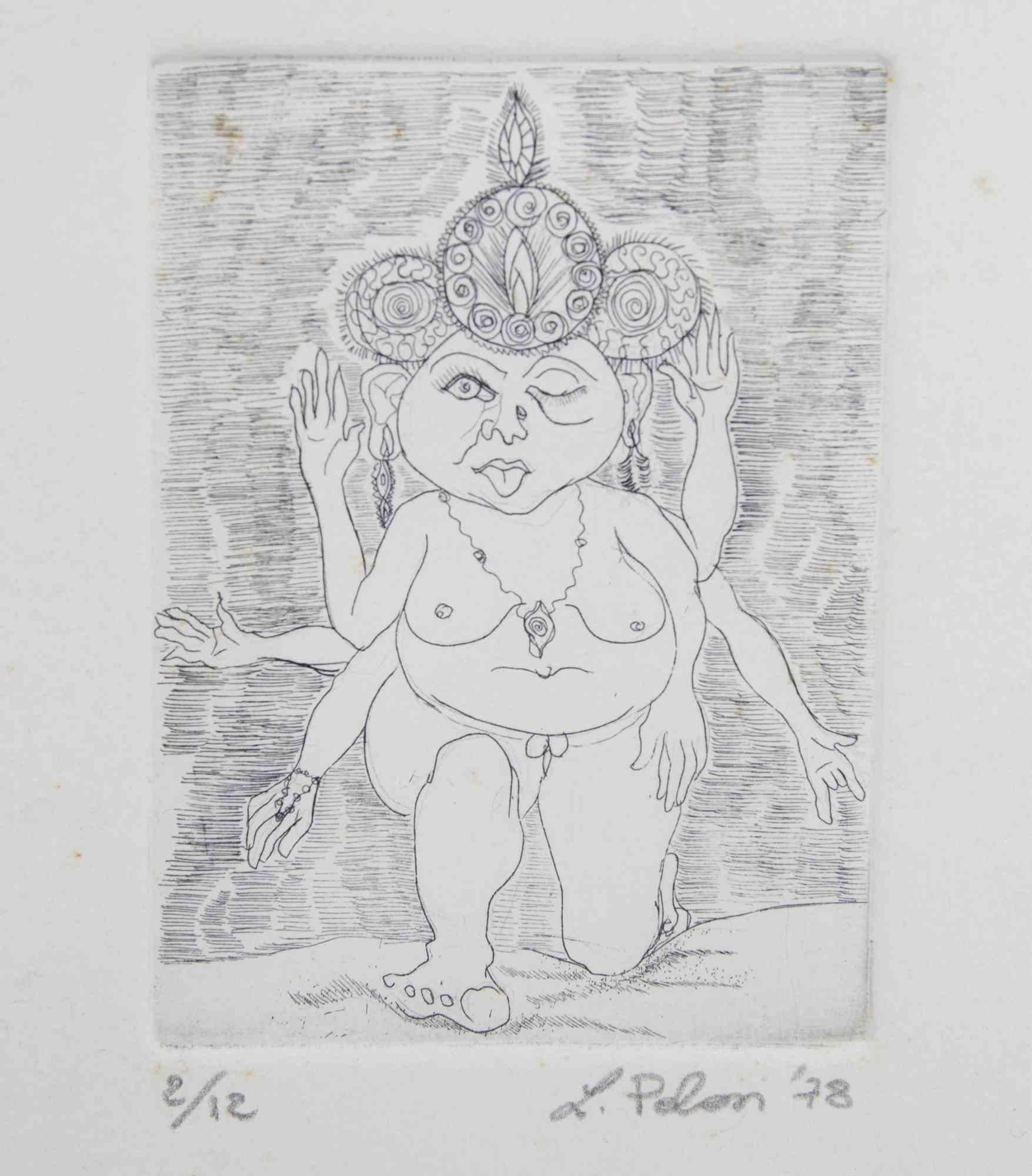 Divine Figure – Radierung – 1978 – Print von Unknown