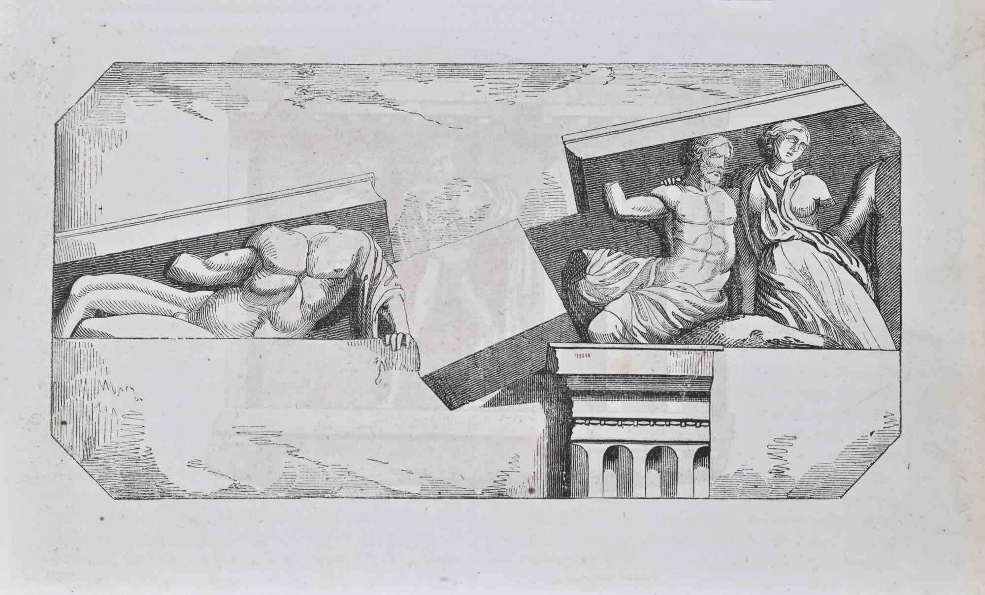 Unknown Figurative Print – Divinity (aus Parthenon) – Holzschnitt-Druck – 1862