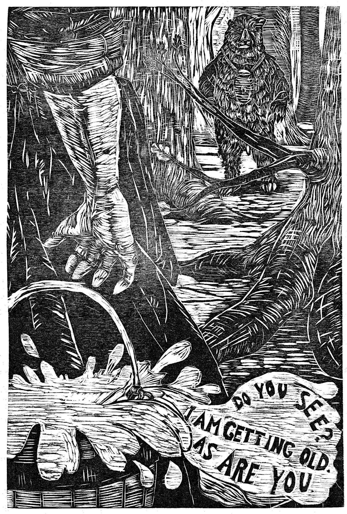 Unknown Figurative Print - Do You See, Woodblock Print by Daniel Duford, 2013