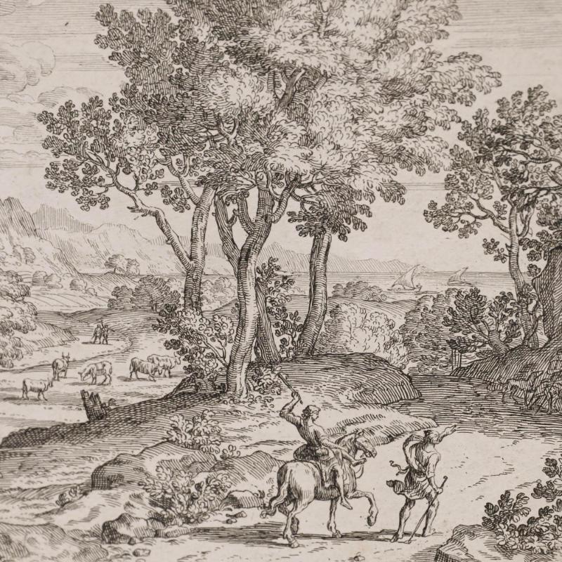 Dominique Barriere (c.1618-1678) - 18th Century Etching, The Road to the Castle - Beige Landscape Print by Unknown