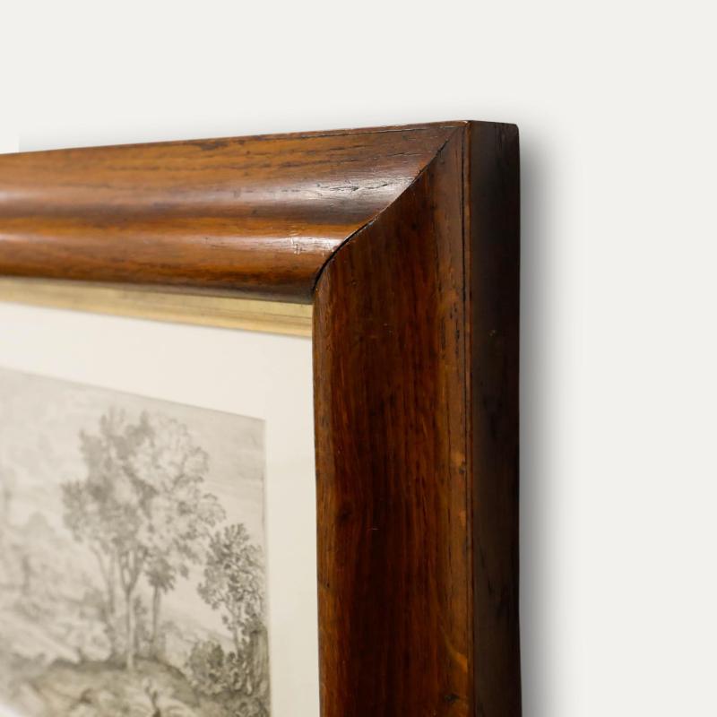 Two figures, one on horseback, travel along a winding path toward a hilltop castle. This is a later restrike of a seventeenth-century etching by Dominique Barriere (c.1618-1678), printed in Rome by Giovanni Giacomo de' Rossi (1627-1691). The work is