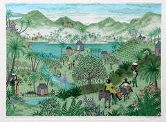 Paseo en burro, serigrafía de arte popular de Jack Hofflander