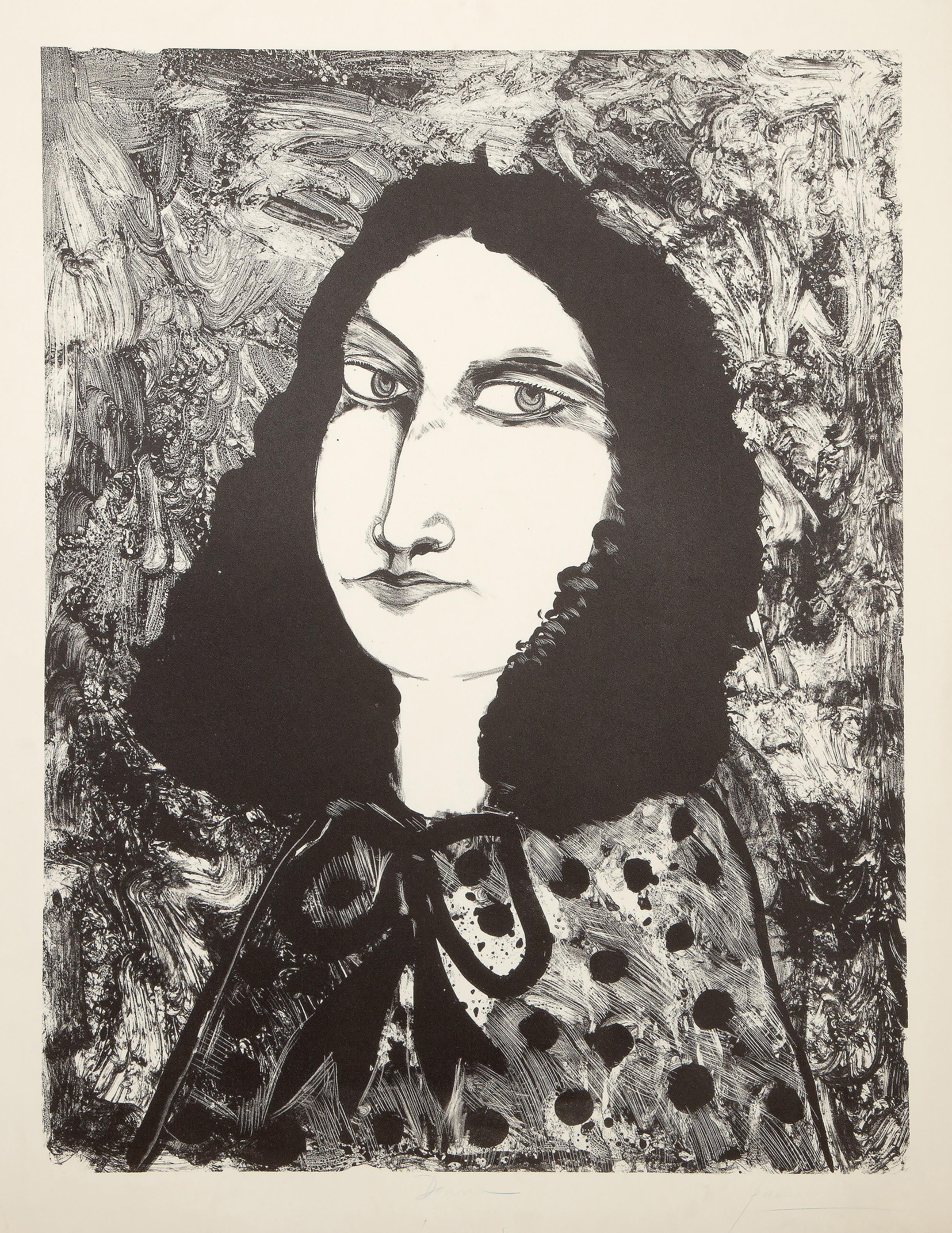 Portrait Print di Peter Paone - Donna, litografia surrealista di Peters Paone