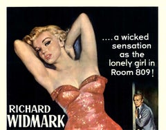 No te molestes en llamar, póster original de cine de Marilyn Monroe de 1952 con respaldo de lino