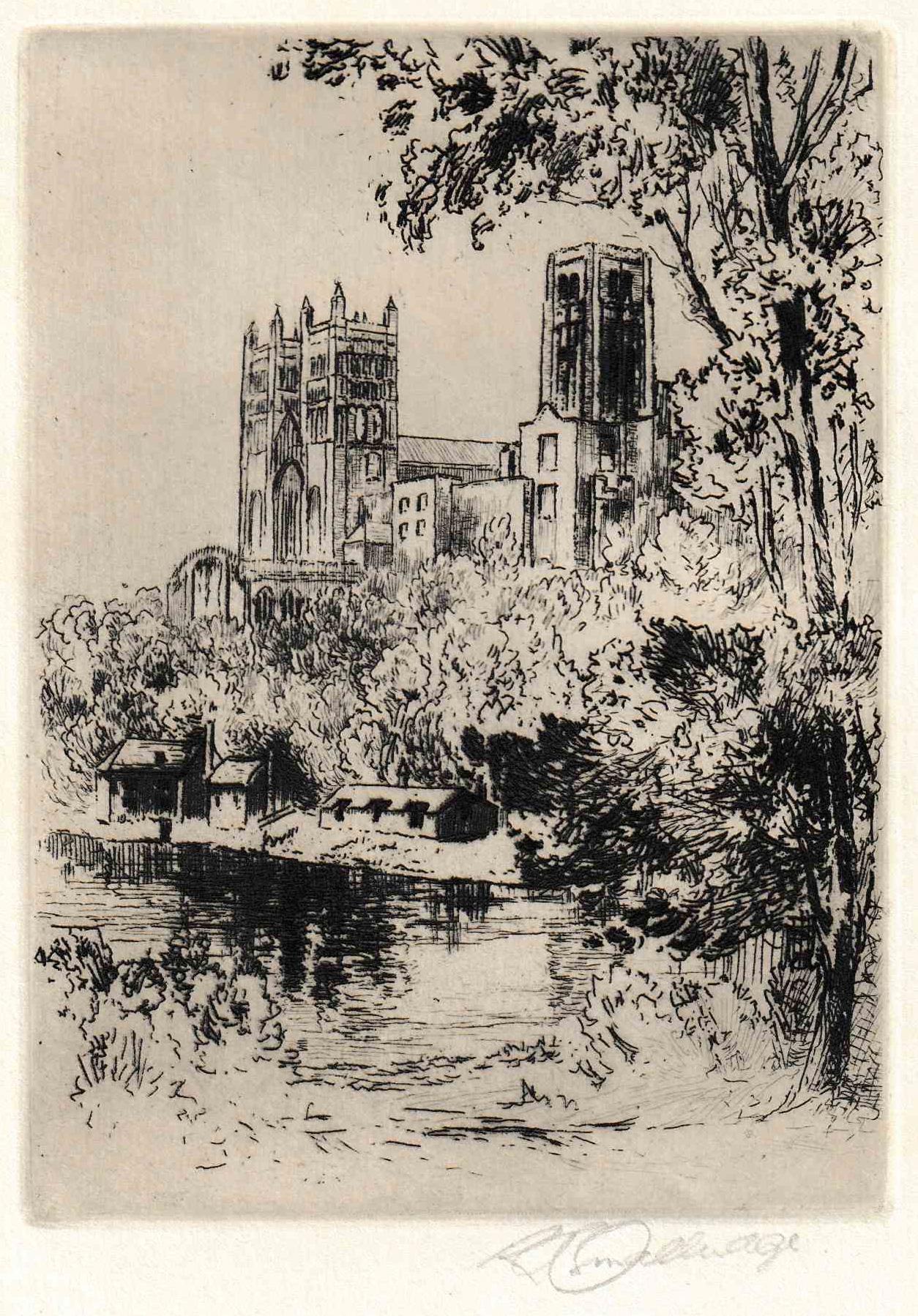 Unknown Landscape Print – Durham Kathedrale - Englische Schule