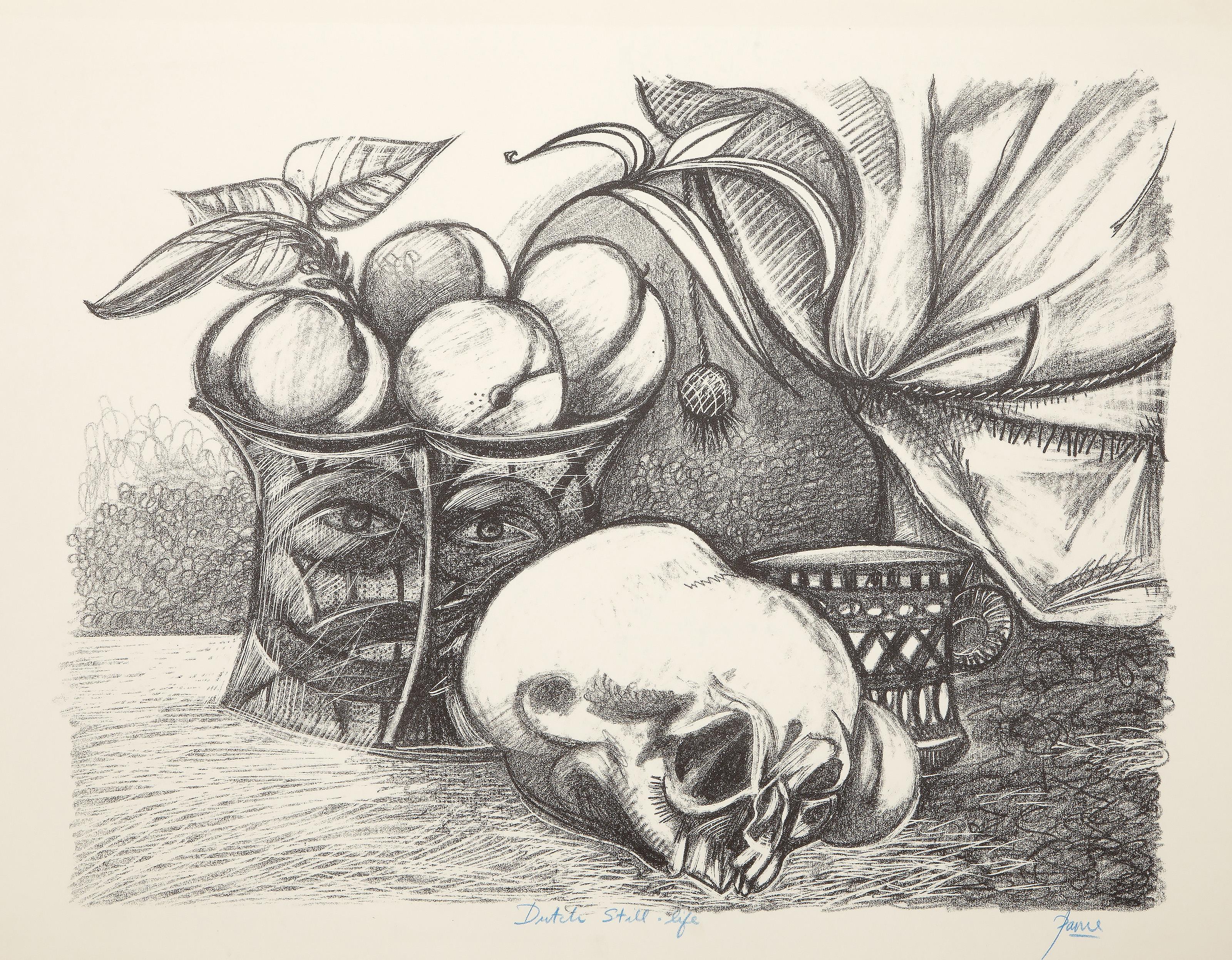 Portrait Print di Peter Paone - Natura morta olandese, litografia surrealista di Peters Paone
