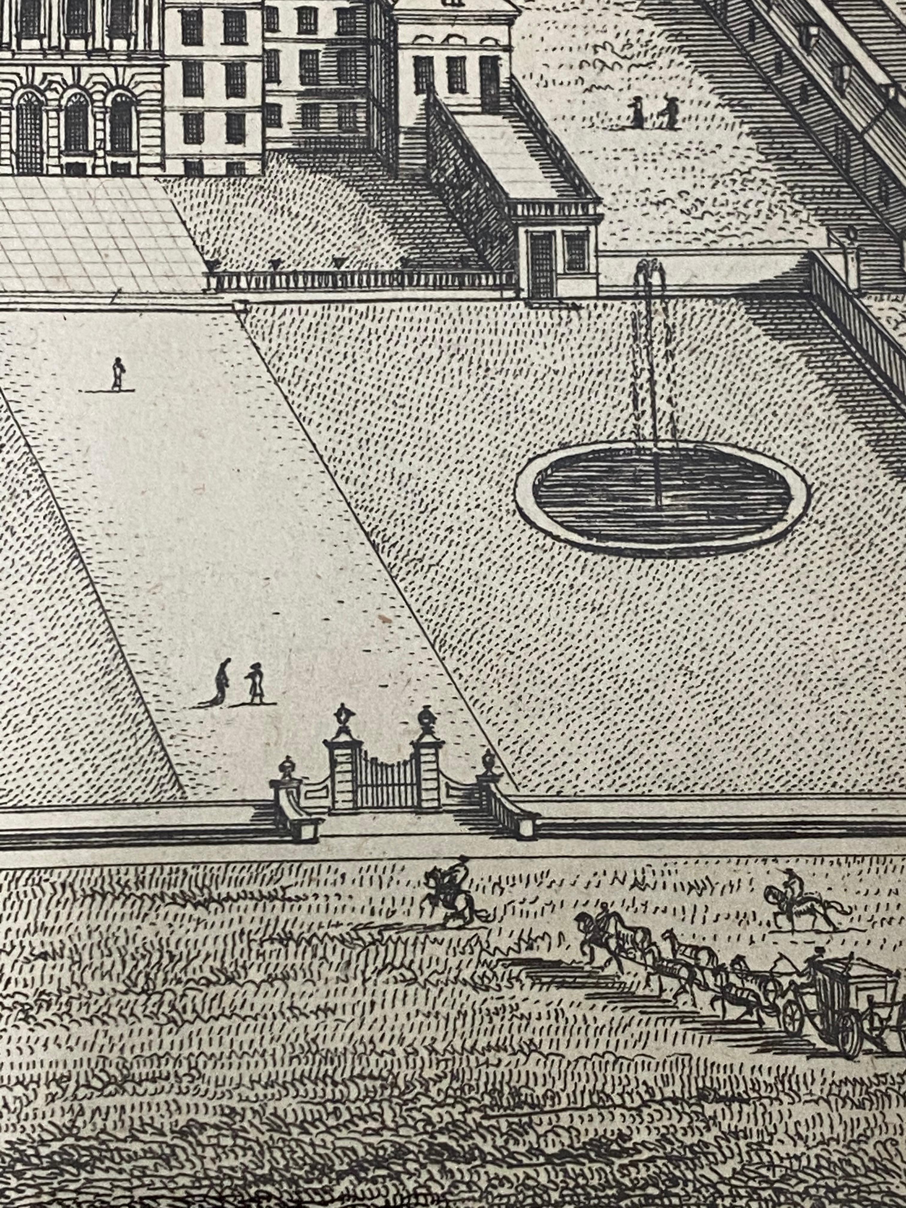 Gravure du début du XVIIIe siècle «adminton in the County of Gloucester » (Badminton dans le comté de Gloucester) C.1724 en vente 8