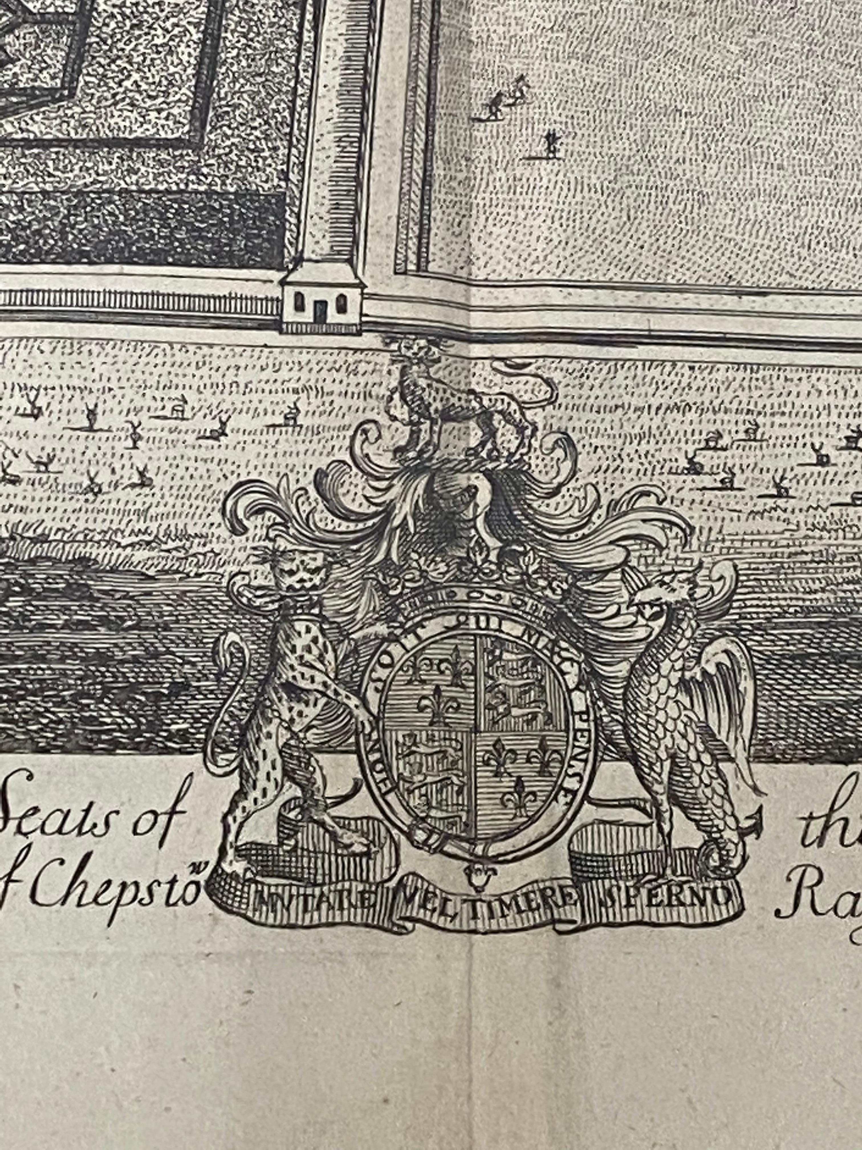 Gravure du début du XVIIIe siècle «adminton in the County of Gloucester » (Badminton dans le comté de Gloucester) C.1724 en vente 2