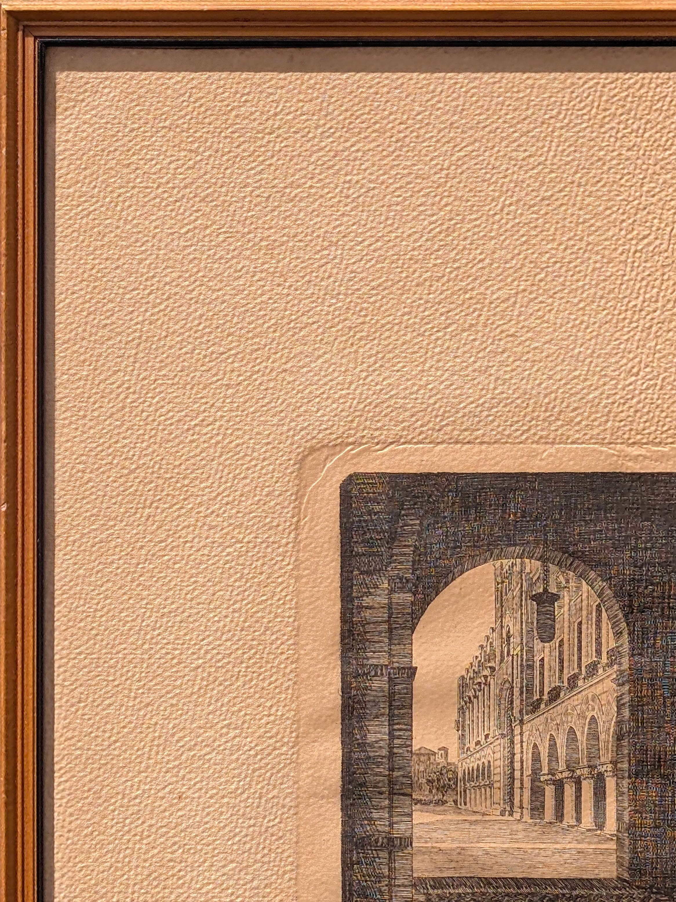 Grabado realista de principios de 1945 de la arquitectura de la Universidad Rice en Houston, TX - Print Realista de Unknown