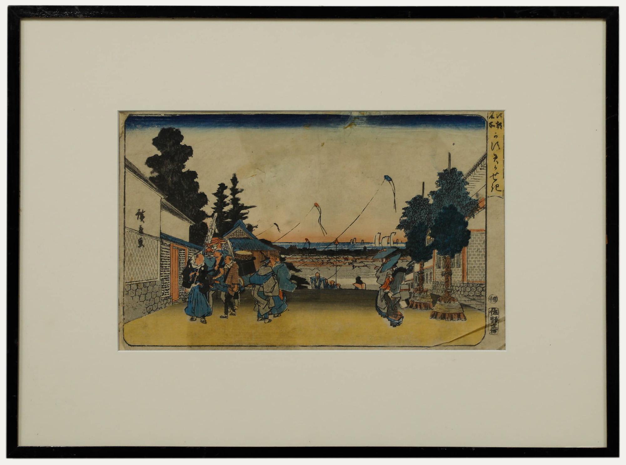 Unknown Figurative Print - Early 20th Century Japanese Woodblock - The Seafront